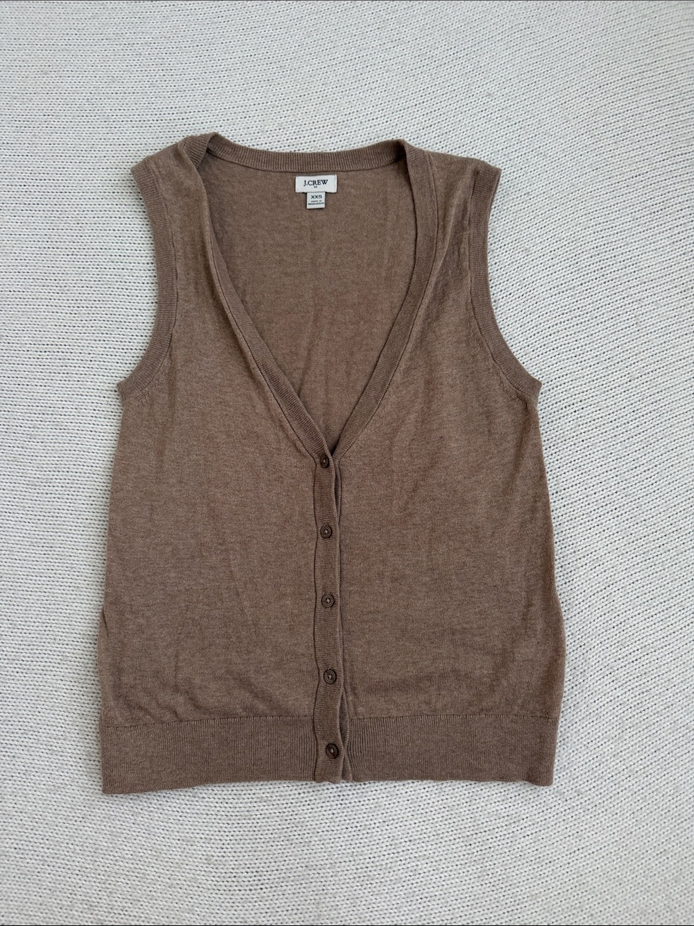 J Crew 100% Cotton Button Front Sweater Vest Tan Size XXS